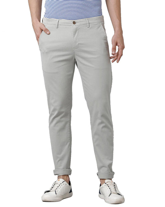 Light Green Solid Trouser Slim Fit