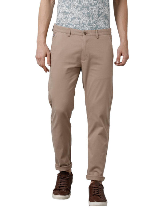 Khaki Solid Trouser Slim Fit