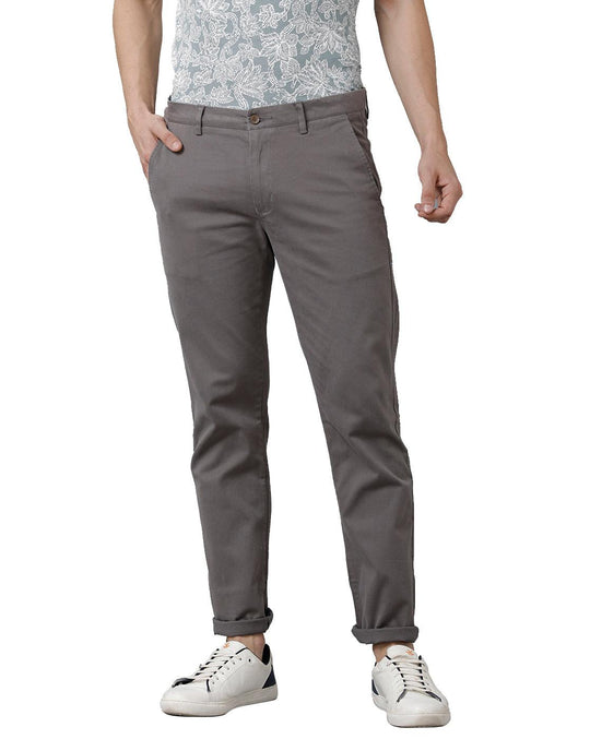 Ash Grey Solid Trouser Slim Fit
