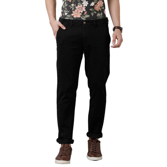 Black Solid Trouser Slim Fit