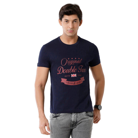 Navy Printed T-Shirt Slim Fit