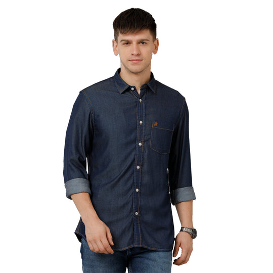 Deep Indigo Blue Indigo Solid Casual Shirt