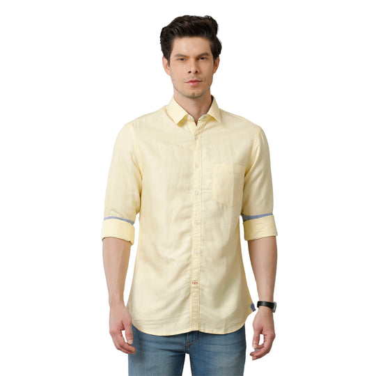 Lemon Yellow Structure Casual Shirt