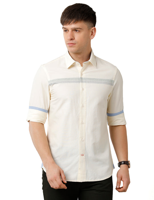 Yellow Engineering Stripes Casual Shirt