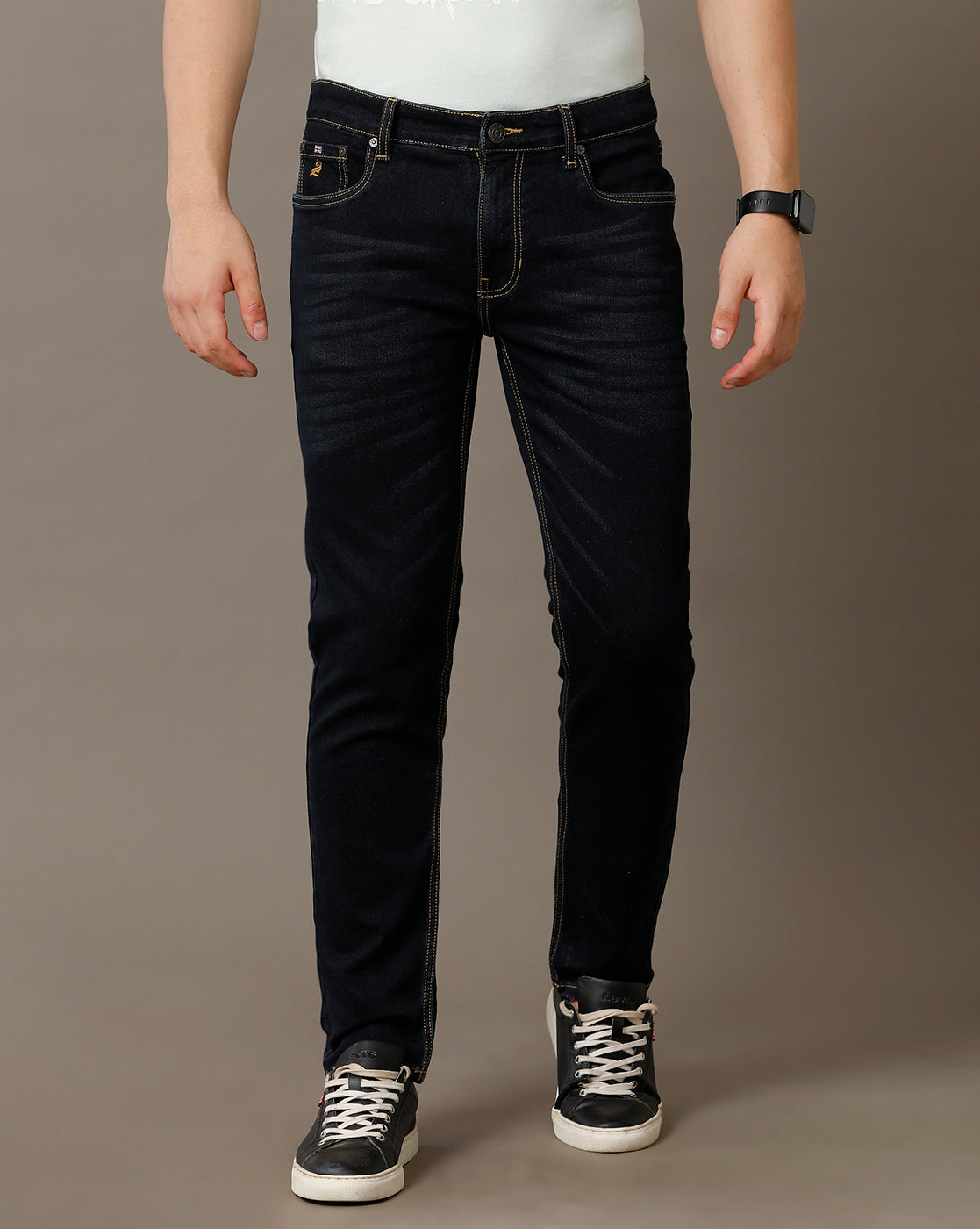 Double Two Men's Slim Fit Black Jeans