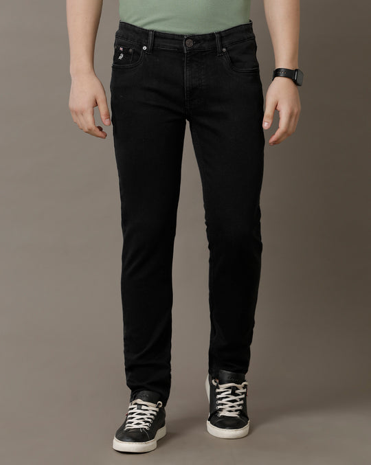 Double Two Slim Fit Solid Black Jeans