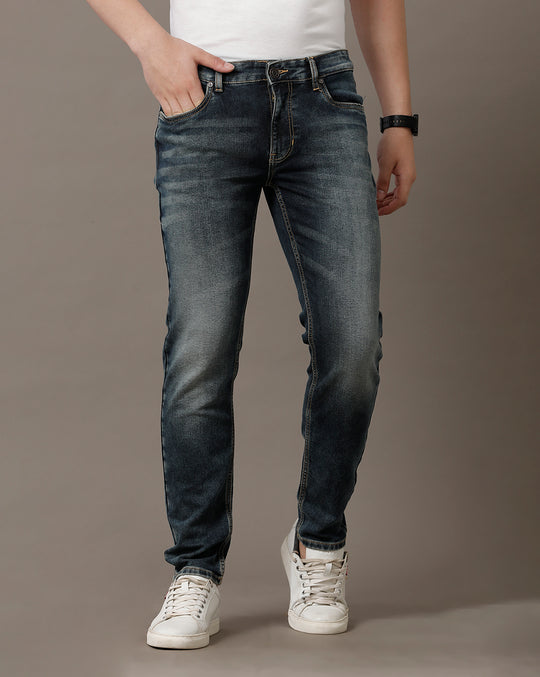 Double Two Men's Slim Fit Blue Jeans