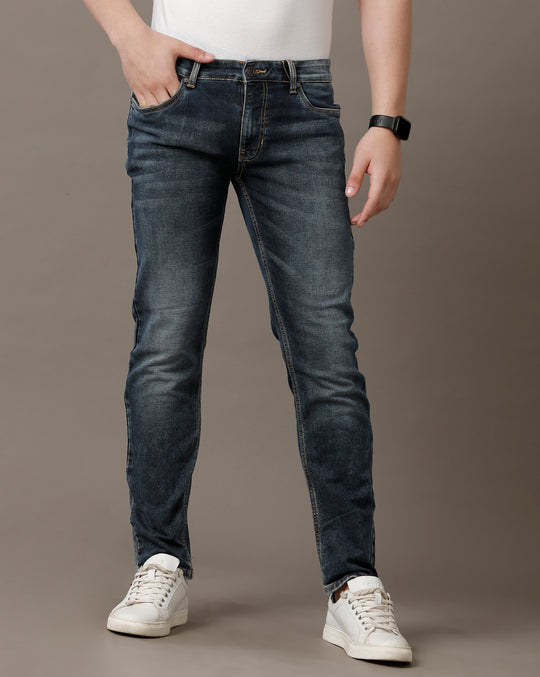Double Two Men's Slim Fit Blue Jeans