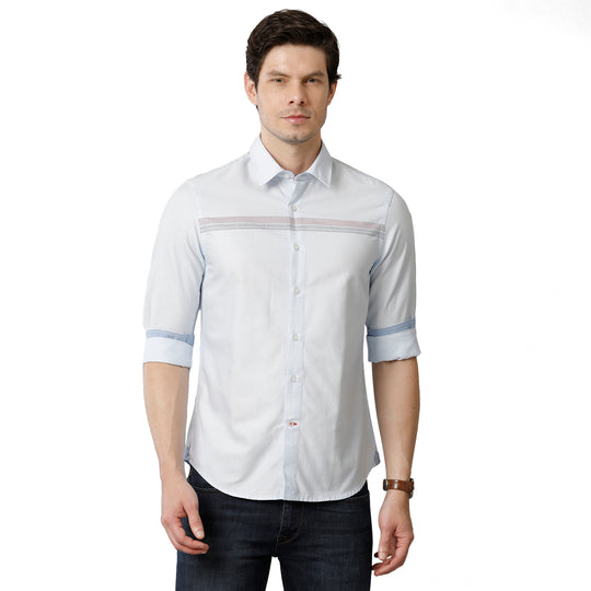 Sky Blue Engineering Stripes Casual Shirt
