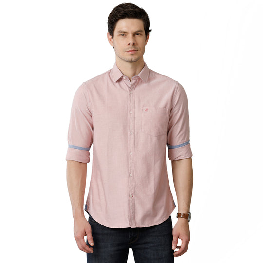 Peach Solid Casual Shirt