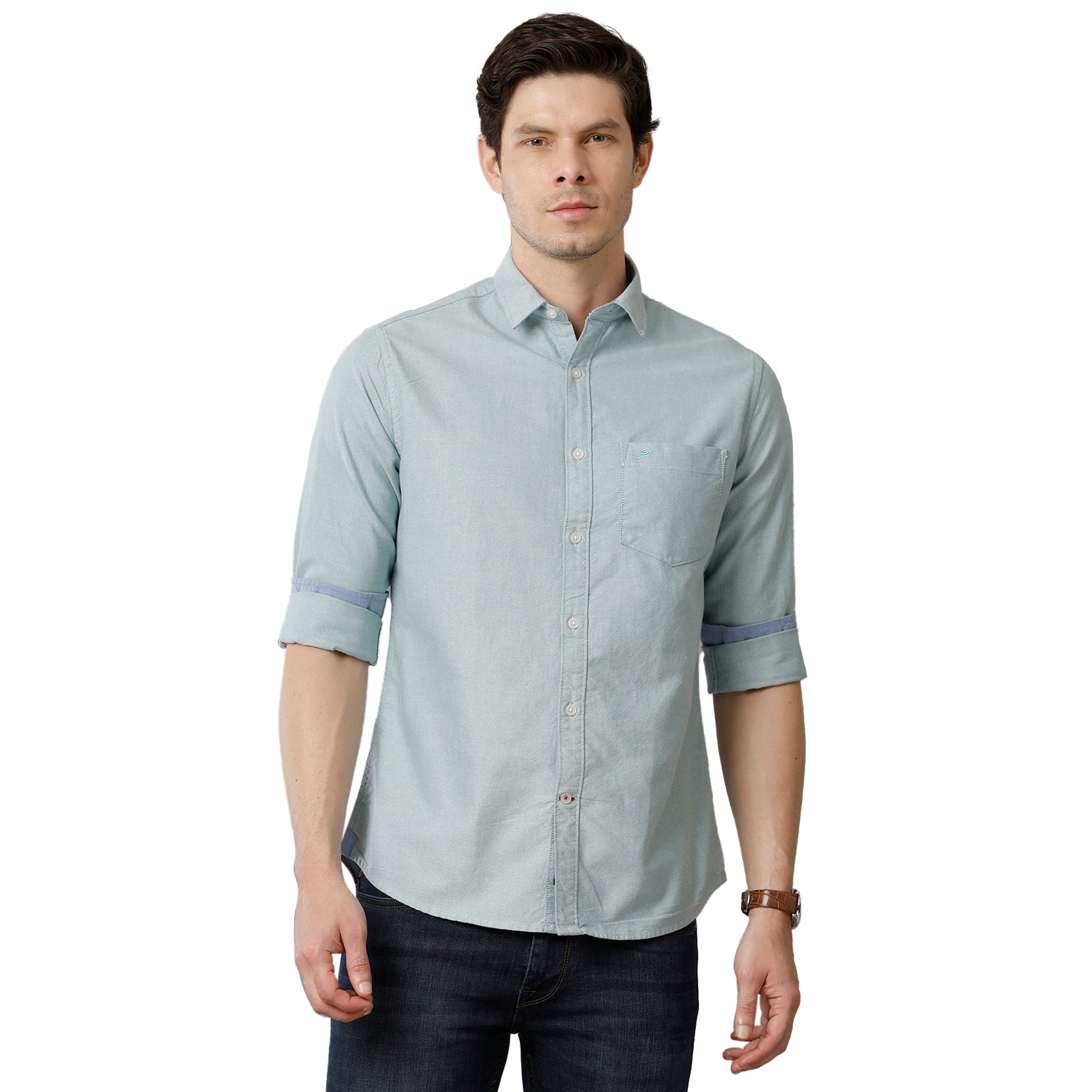 Mint Green Solid Casual Shirt