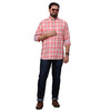 Big & Bold Checks Coral Full Sleeves Slim Fit Casual Shirts (Plus Size) - Double Two