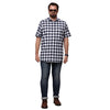 Big & Bold Checks Navy Blue Half Sleeves Slim Fit Casual Shirts (Plus Size) - Double Two