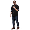 Load image into Gallery viewer, Big &amp; Bold Solid Black Full Sleeves Slim Fit Casual Shirts (Plus Size) - Double Two