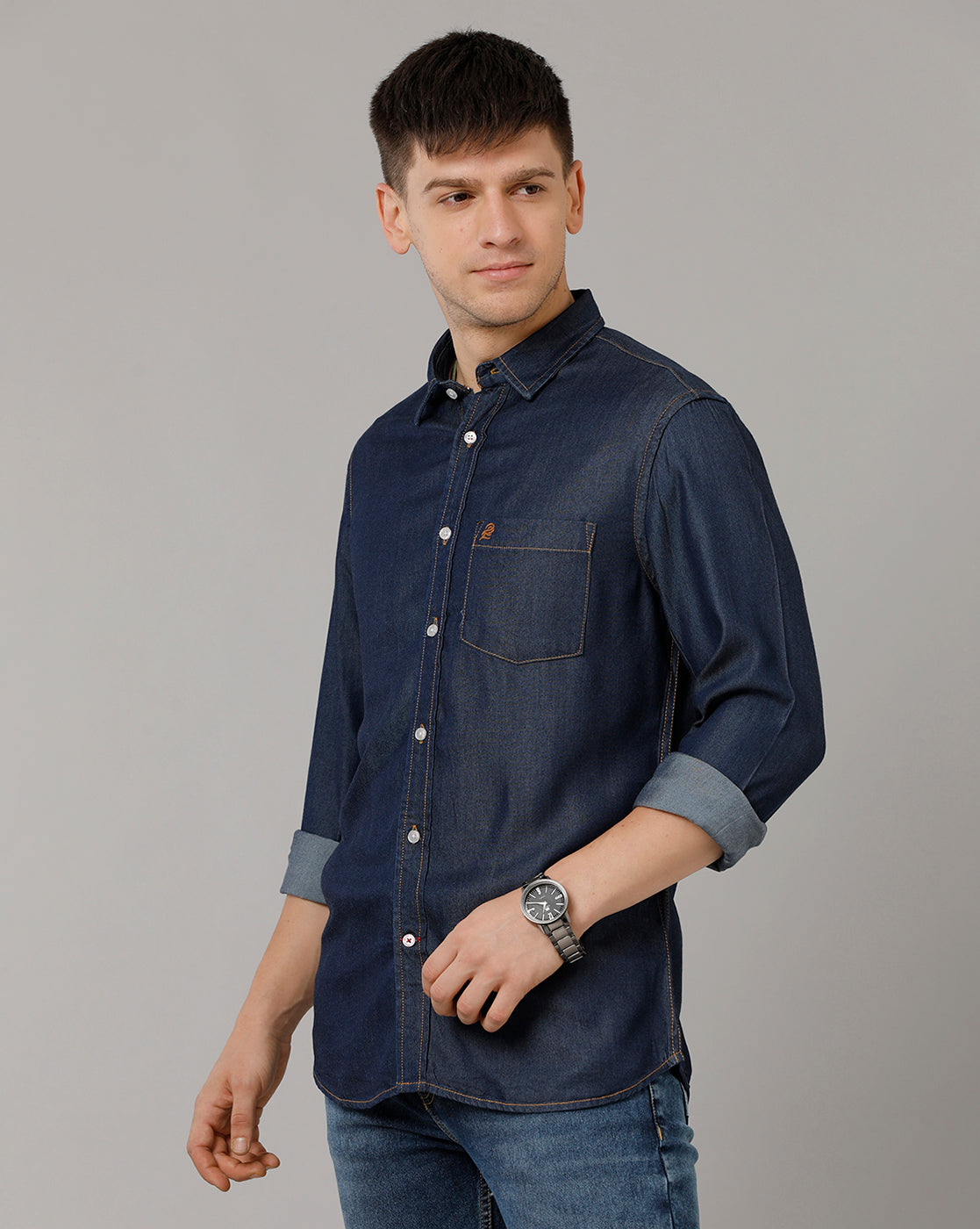 Deep Indigo Blue Indigo Solid Casual Shirt