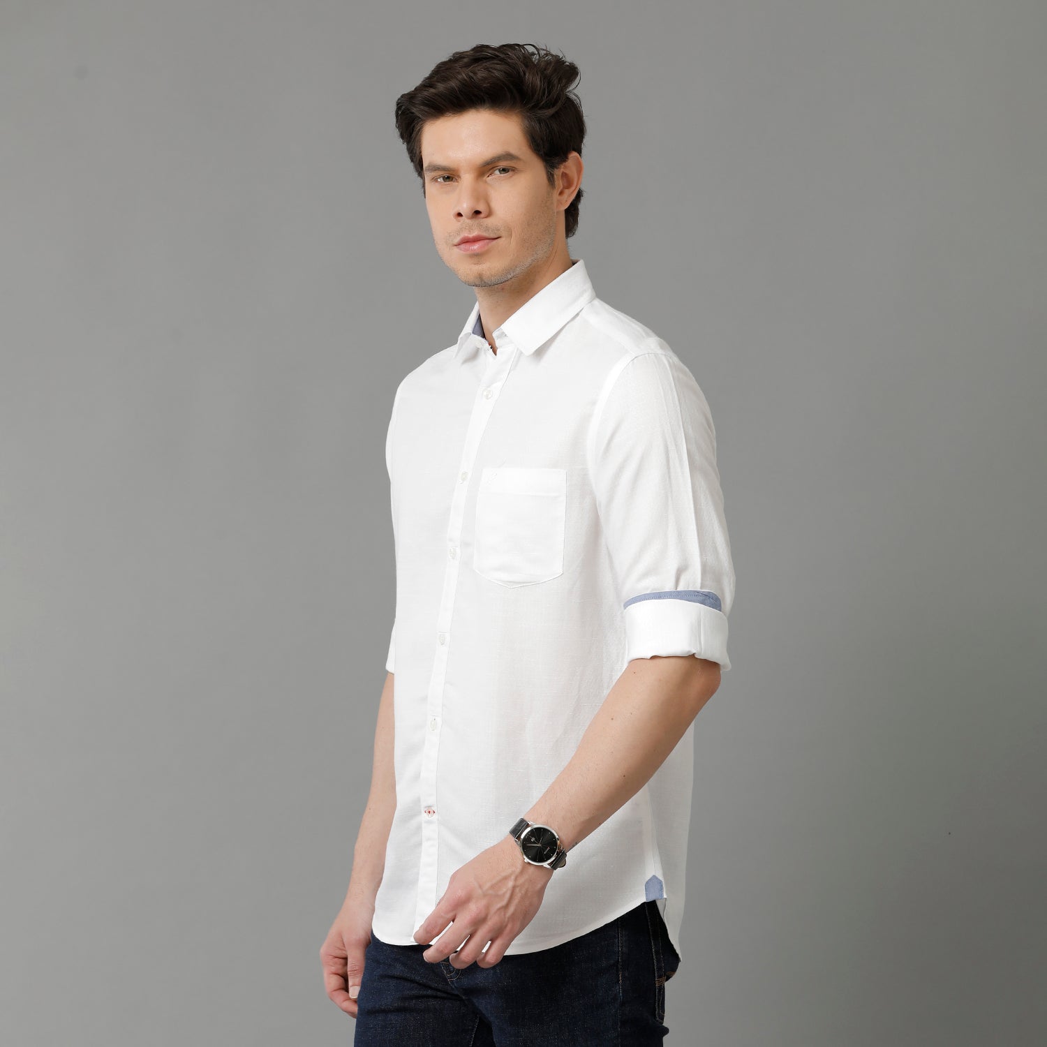 White Structure Casual Shirt