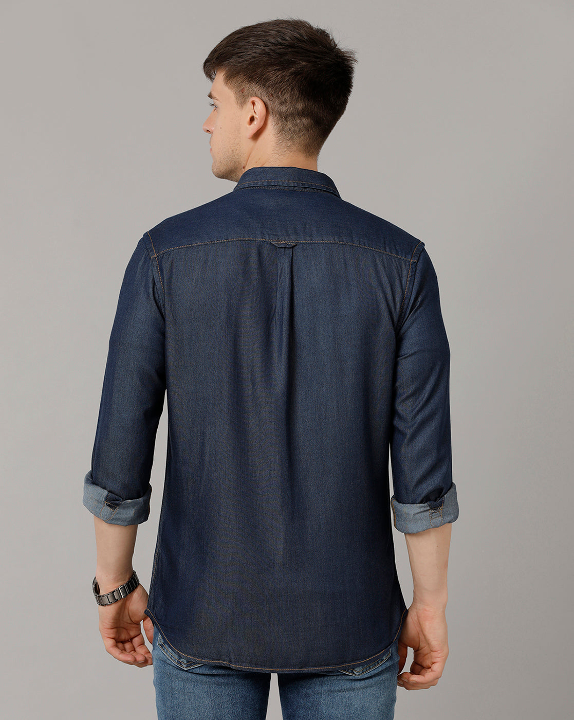 Deep Indigo Blue Indigo Solid Casual Shirt