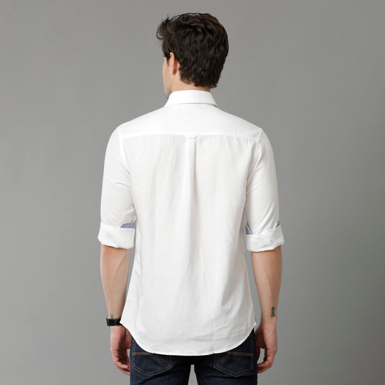 White Structure Casual Shirt