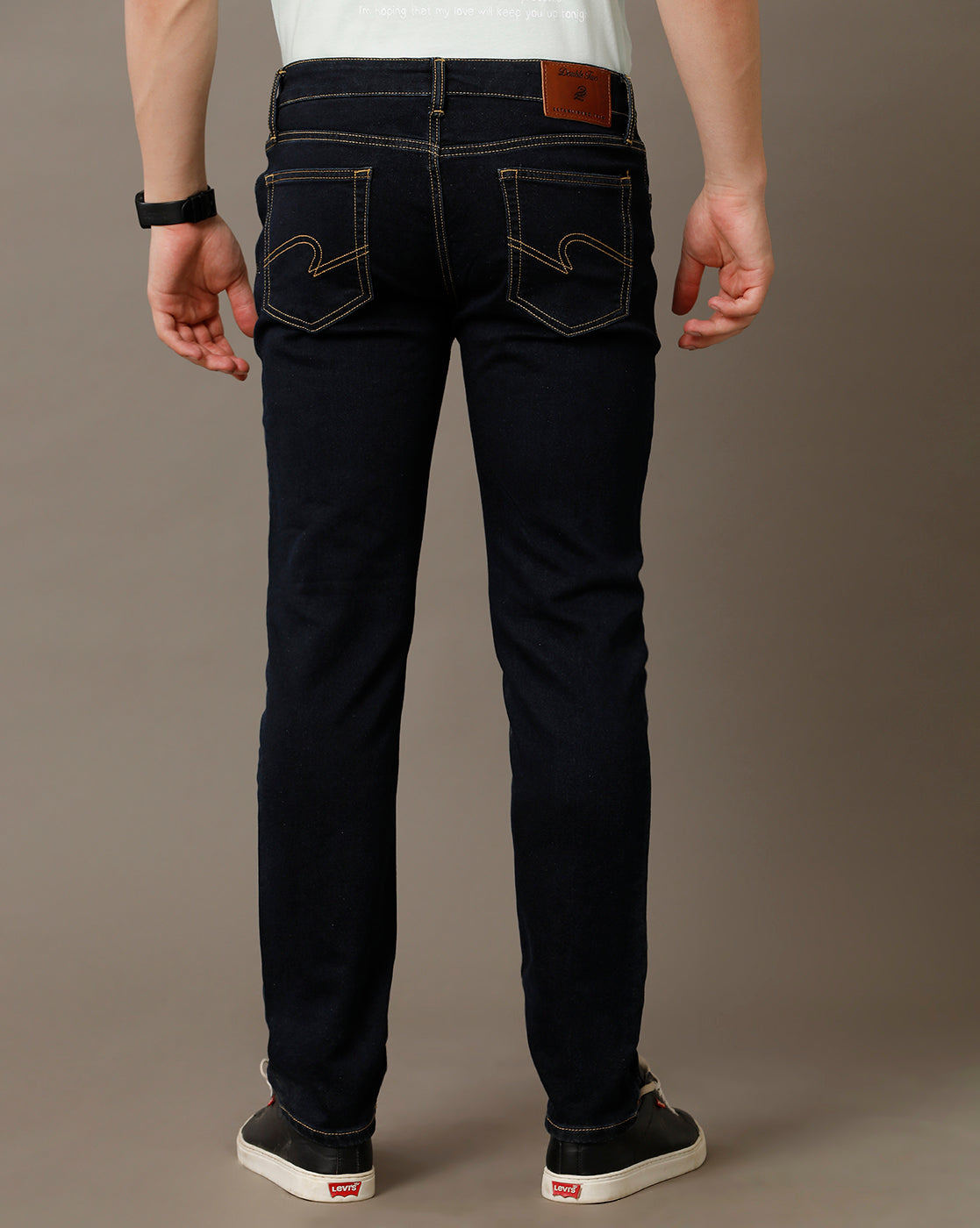 Double Two Men's Slim Fit Black Jeans