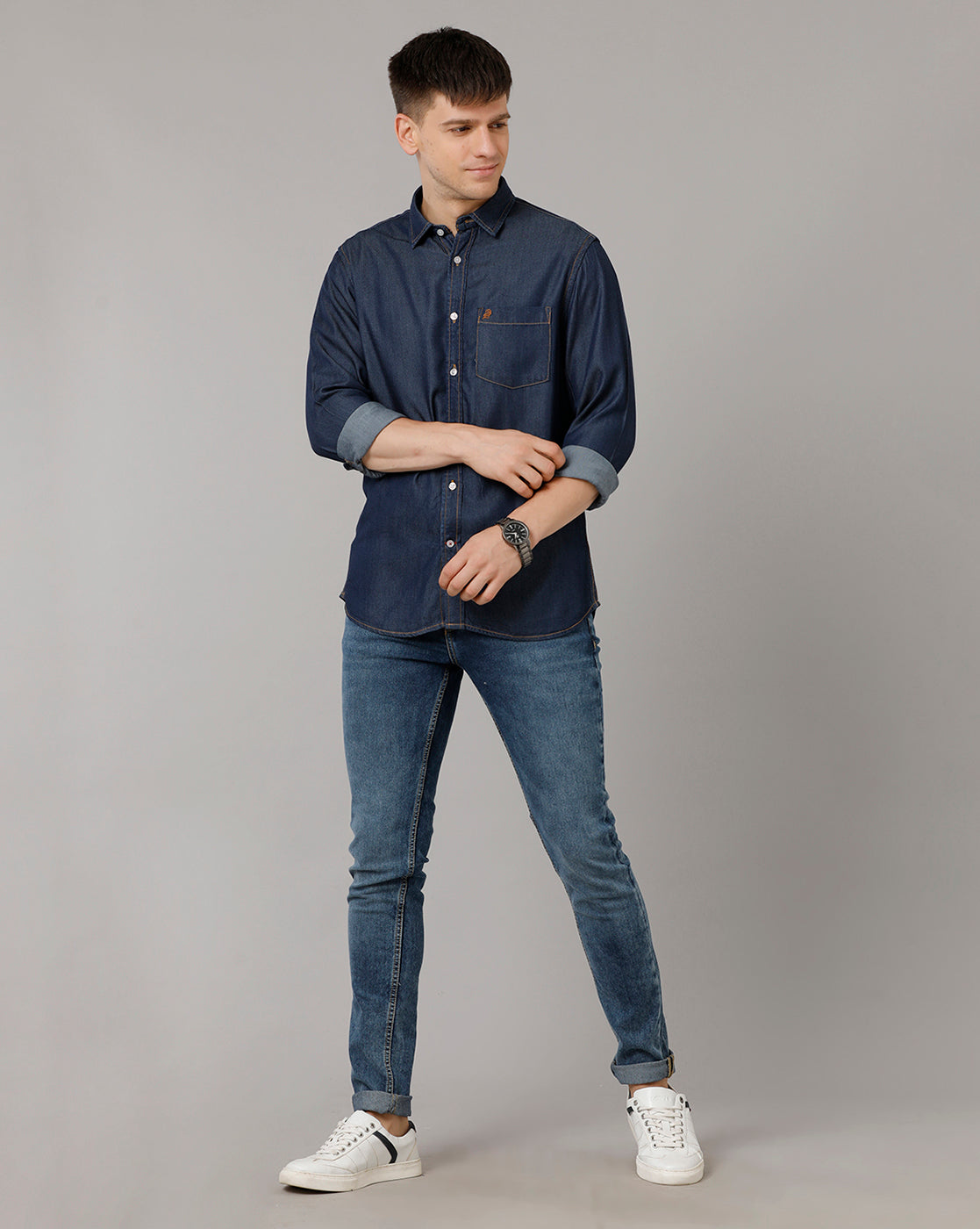 Deep Indigo Blue Indigo Solid Casual Shirt