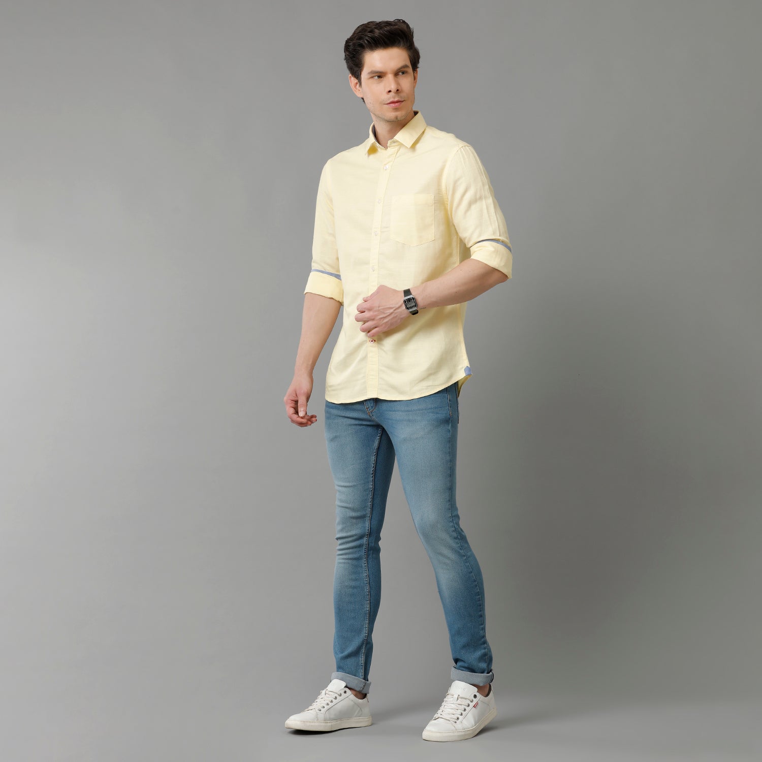Lemon Yellow Structure Casual Shirt