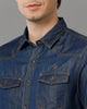 Indigo Blue Solid With Westerns Yoke Denim Shirts