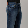 Blue Solid Brush Wash Jeans Lean Fit