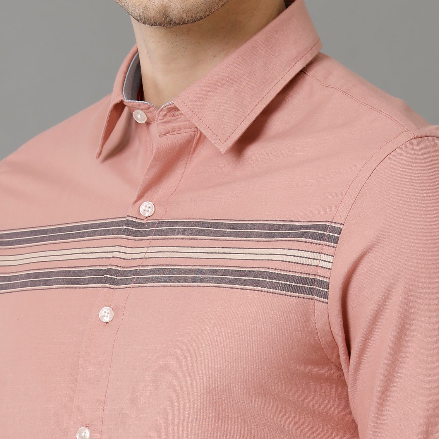 Peach Engineering Stripes Casual Shirt