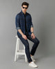 Indigo Blue Solid With Westerns Yoke Denim Shirts