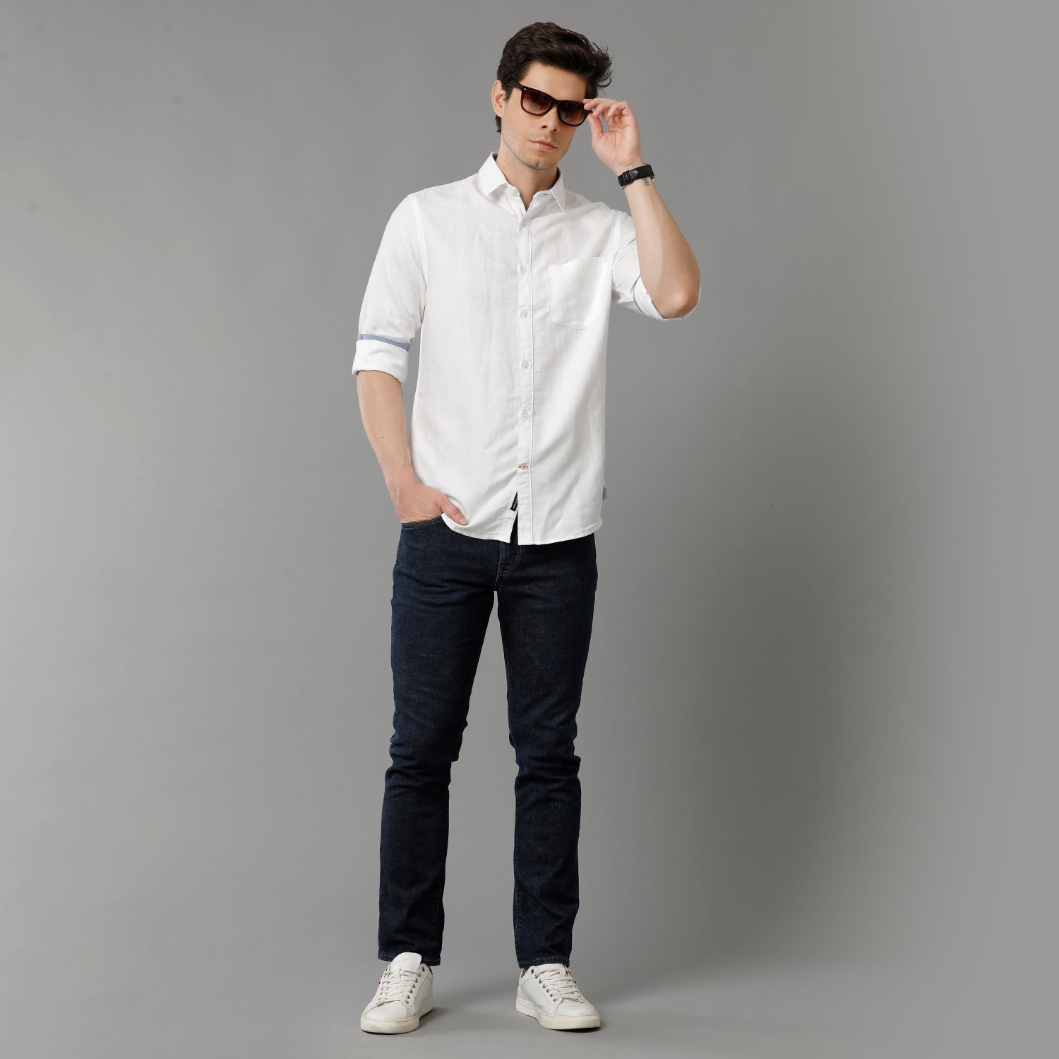 White Structure Casual Shirt