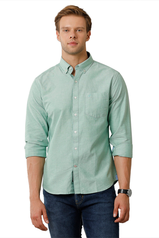 Green Solid Casual Shirt