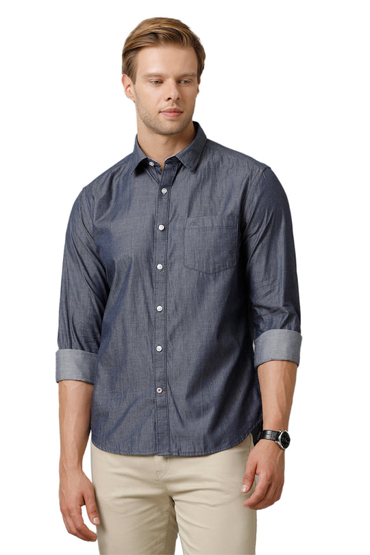 Royal Blue Solid Casual Shirt