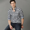 Navy Blue Checks Casual Shirt