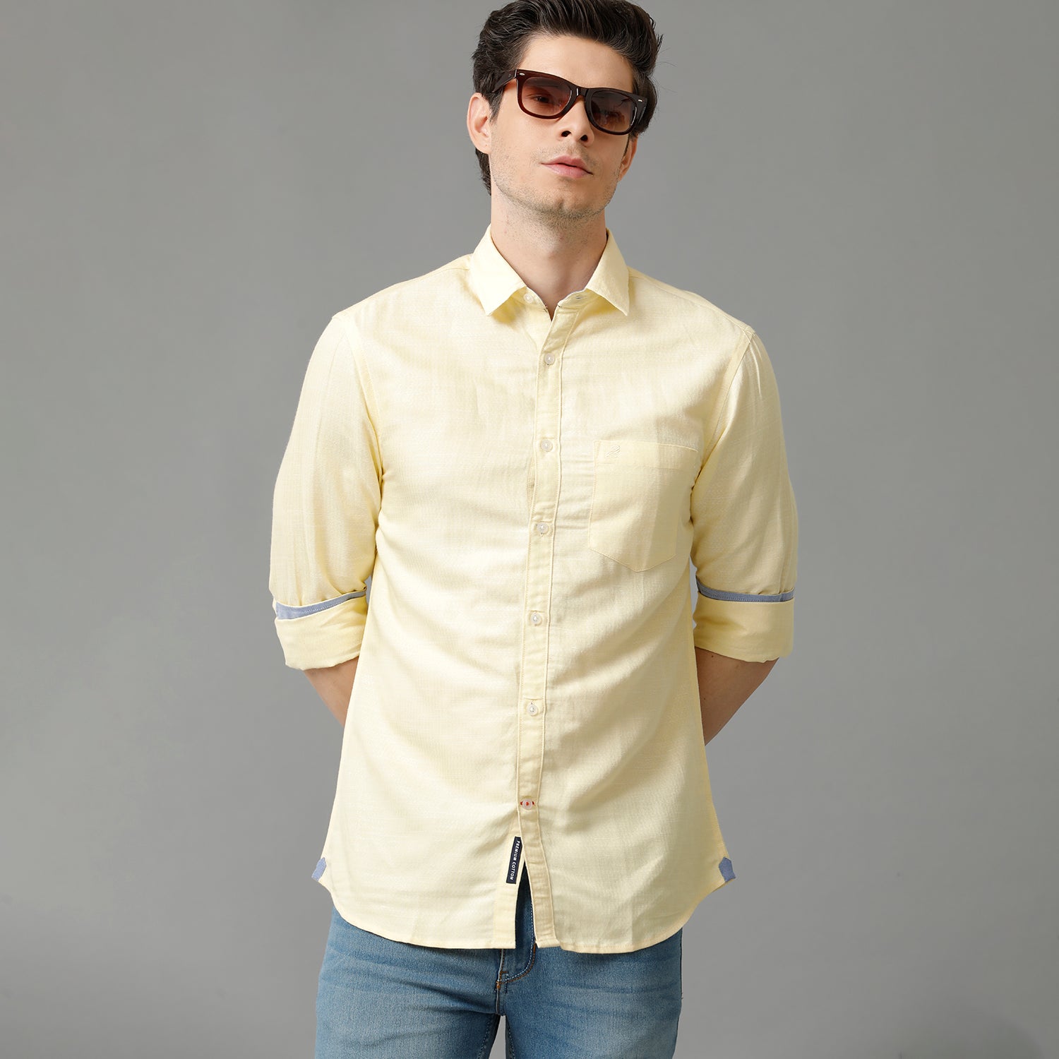 Lemon Yellow Structure Casual Shirt