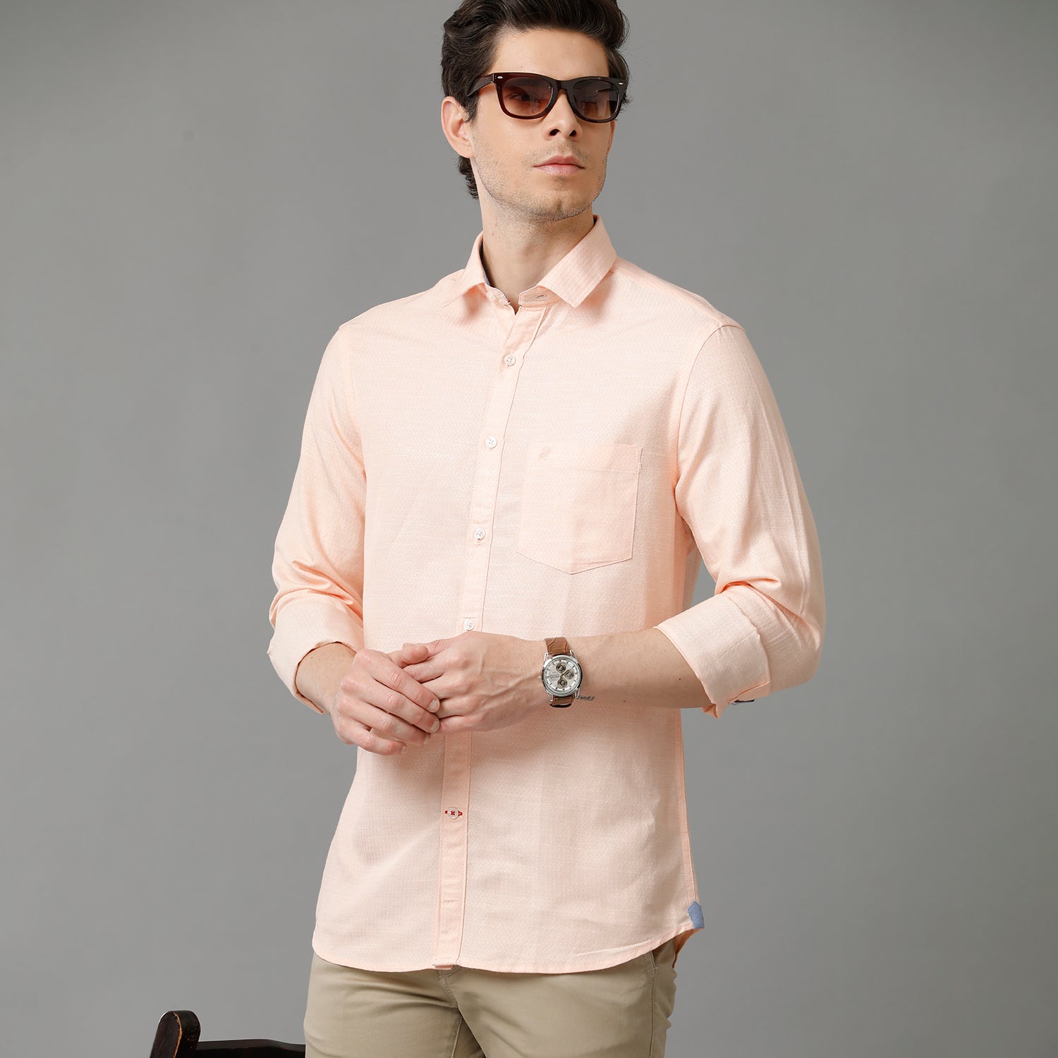 Peach Structure Casual Shirt