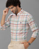 Peach Oxford Checks Shirt