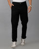 Lean Fit Cross Pocket Solid Black Cotton Trouser