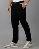 Lean Fit Cross Pocket Solid Black Cotton Trouser