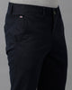 Lean Fit Cross Pocket Solid Navy Blue Cotton Trouser