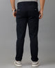 Lean Fit Cross Pocket Solid Navy Blue Cotton Trouser