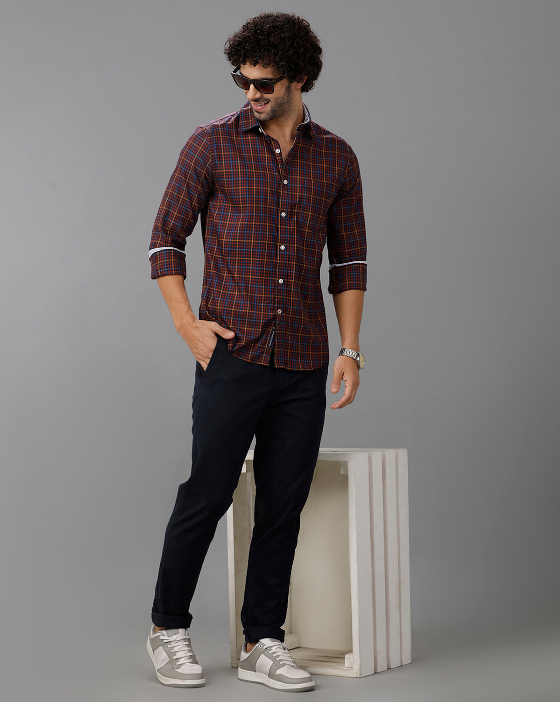 Maroon Oxford Checks Shirt