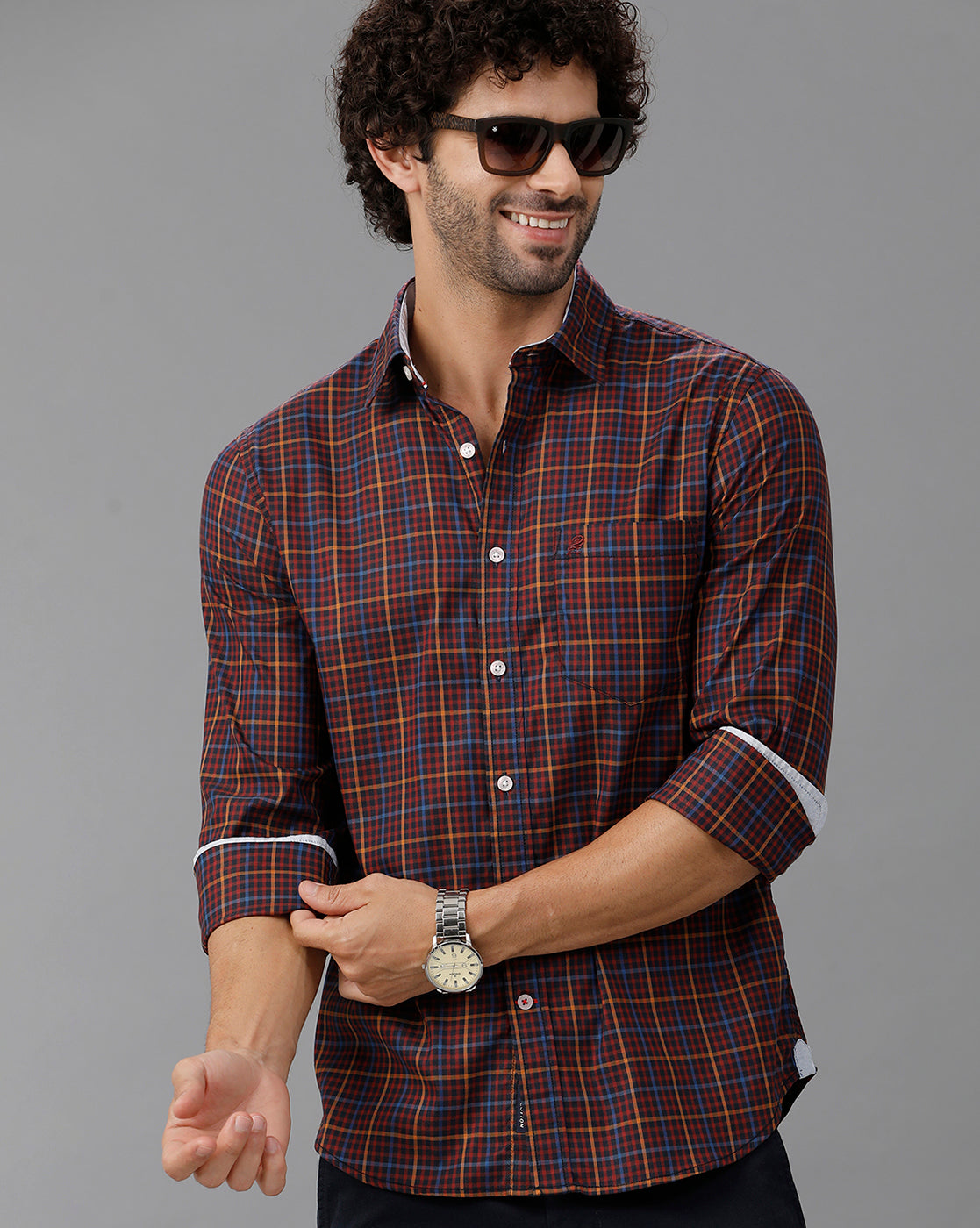 Maroon Oxford Checks Shirt