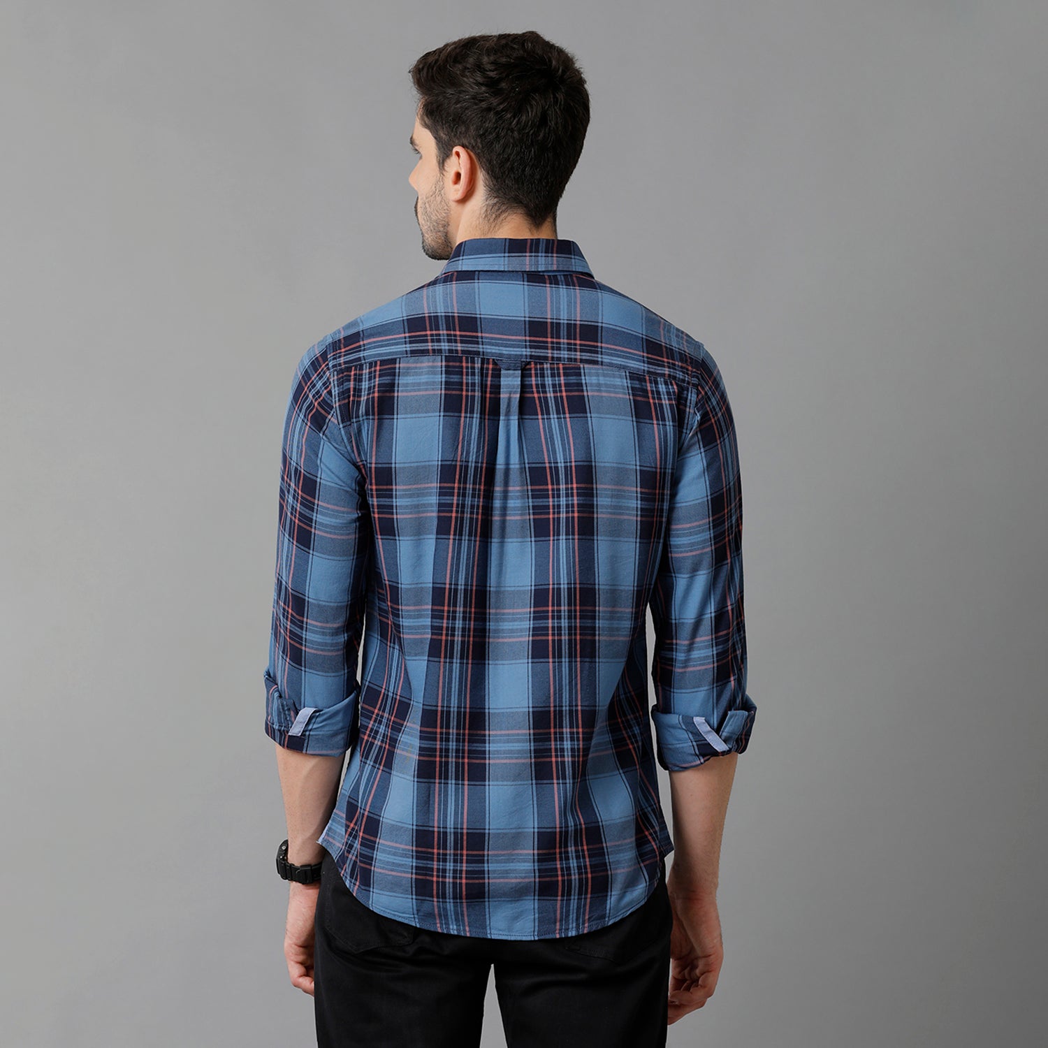 Navy Blue Cotton Checks shirt