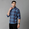 Navy Blue Cotton Checks shirt