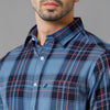 Navy Blue Cotton Checks shirt