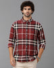 Maroon Brushed Twill Checks Shirt