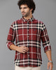 Maroon Brushed Twill Checks Shirt