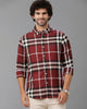 Maroon Brushed Twill Checks Shirt