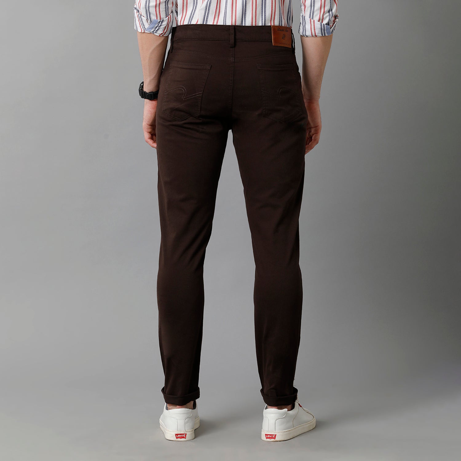Maroon Solid Casual Cotton Trouser