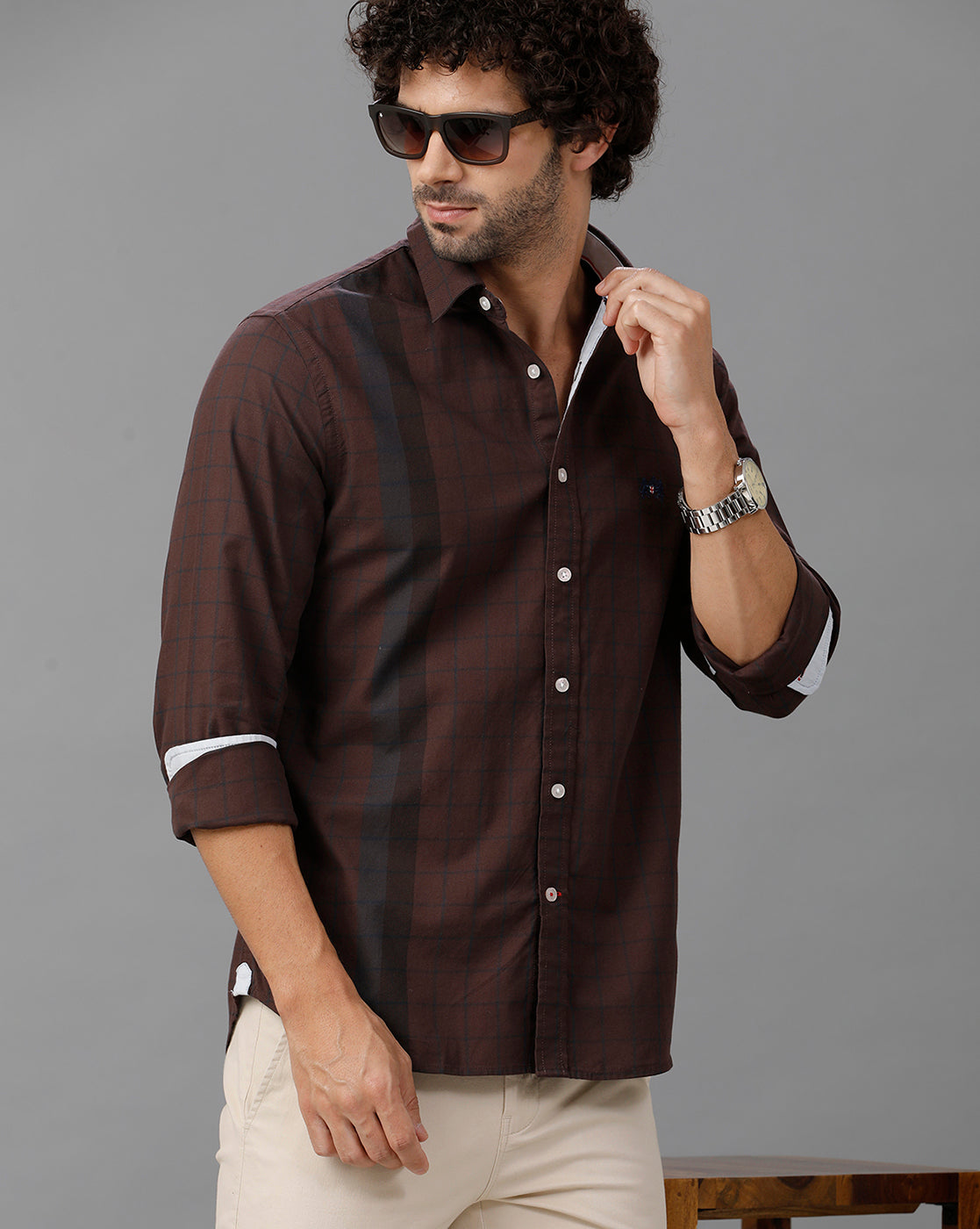 Maroon Oxford Checks Shirt